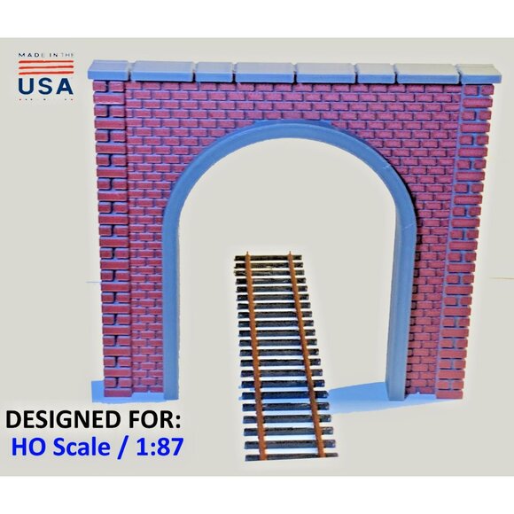 HO Scale Red Brick Single Train Tunnel Portal - H0 Model Railroad Scenery 1:87 - Picture 1 of 4